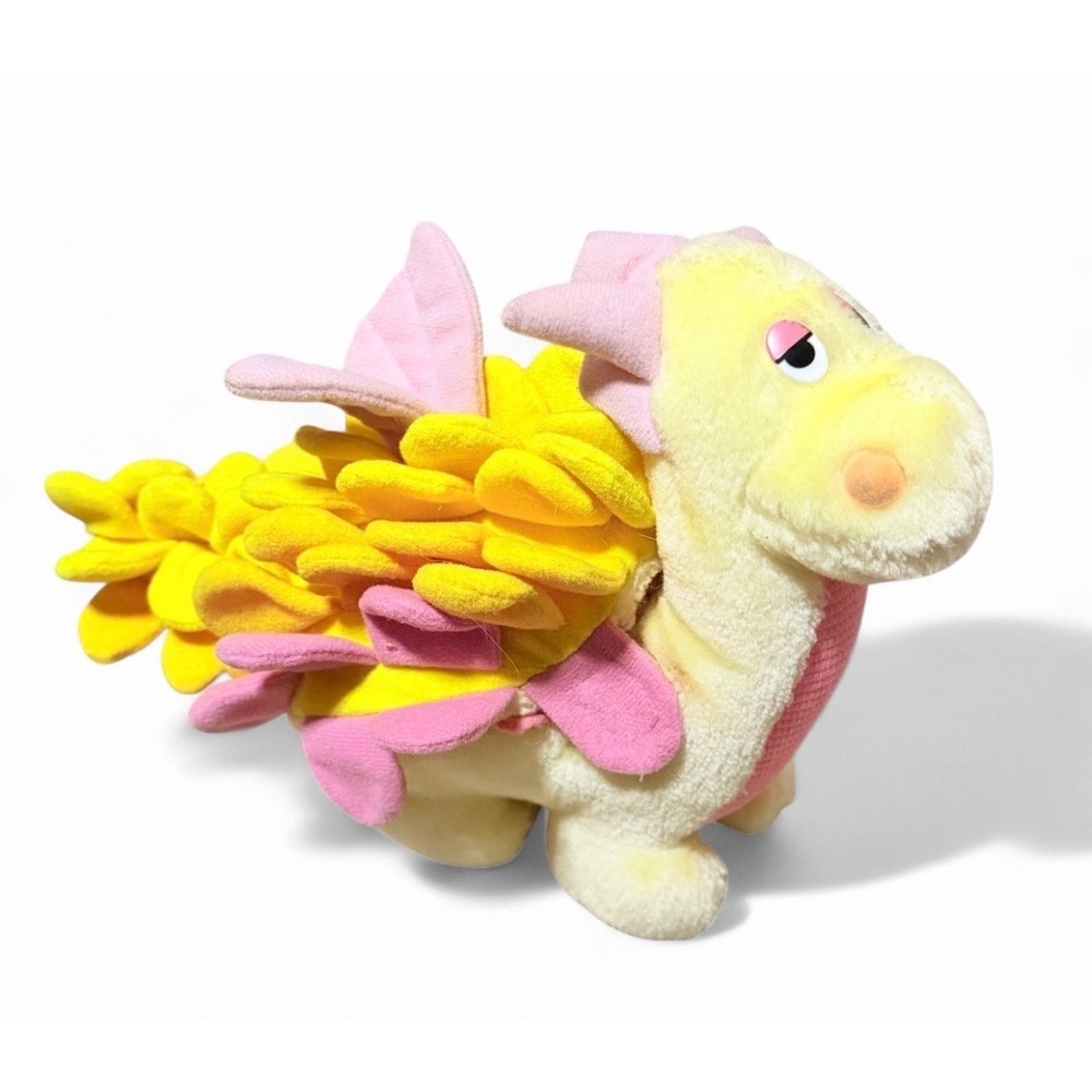 Vintage 1987 Be Mores Plush Dragon Pinkβ Yellow Stuffed Animal Fantasy Creature
